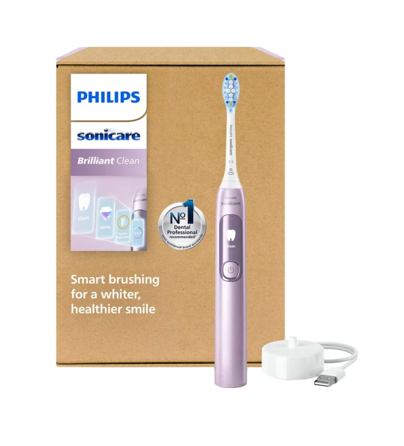 Philips Sonicare Brilliant Clean Rechargeable Electric Toothbrush, 1-pack  Purple