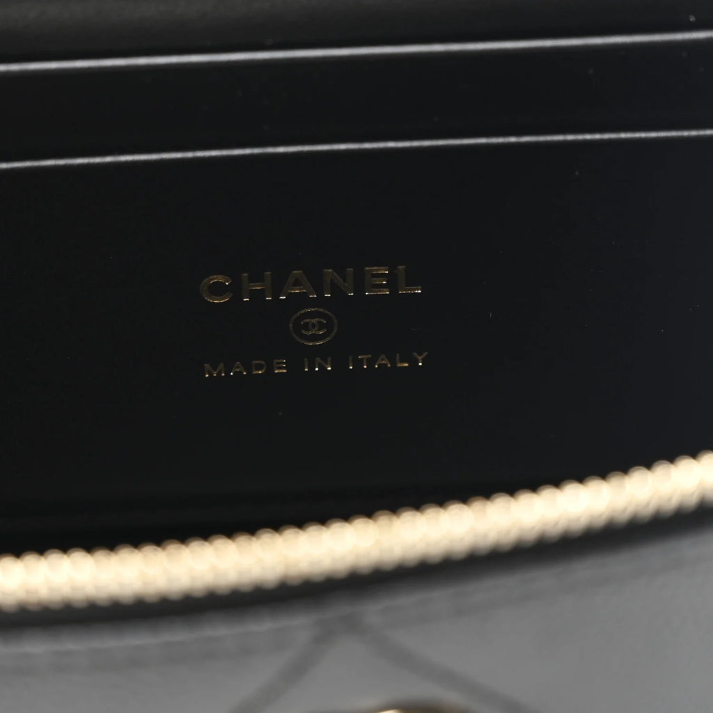 Caviar Quilted Top Handle Slim Vanity With Chain Black