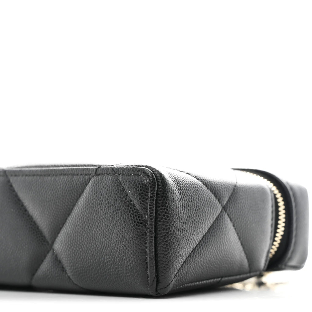 Caviar Quilted Top Handle Slim Vanity With Chain Black