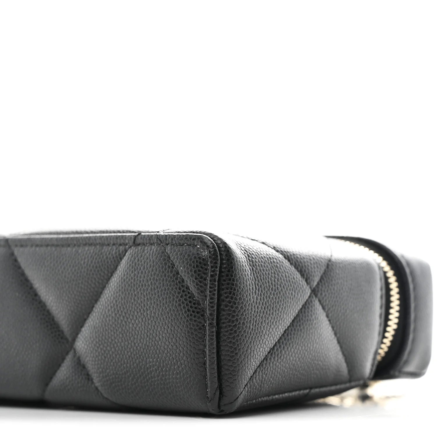 Caviar Quilted Top Handle Slim Vanity With Chain Black